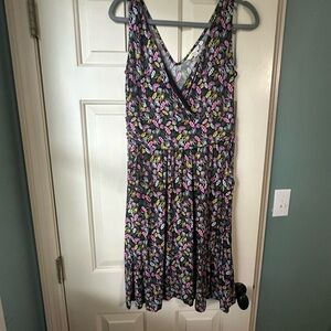 Boden Black and Pink Sleeveless Wrap Sundress